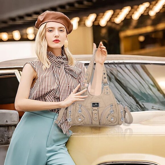 Purses for Women Small Hobo Shoulder Bags Vagen Leather Multi-Pocket Tote Bag wi - Picture 6 of 8